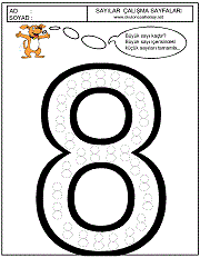 okul öncesi 8 sayısı çizgi çalışması